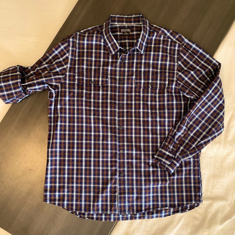 Mens Michael Kors Long Sleeve Button Front Shirt